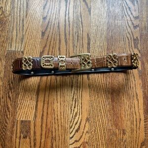 VINTAGE RARE BROWN CROC WITH GOLD AVIGNON LEATHER BELT